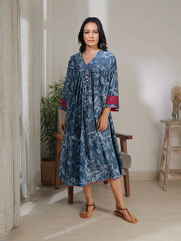 Rangsutra - Chaaya Indigo Printed Dress