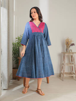 Rangsutra - Chaaya Block Printed Indigo Dress
