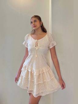Shubh Shree Studio - White Little Lacy Dress