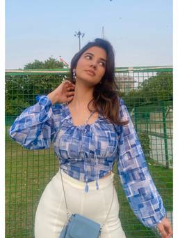 Shubh Shree Studio - Women Blue Ice Burst Top