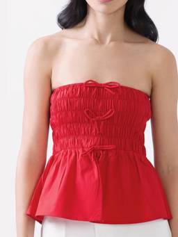 NEF'S Finds - Red Darla Peplum Crop Top