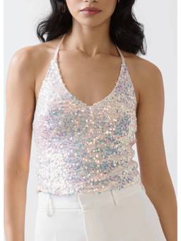 NEF'S Finds - White Halo Sequin Crop Top