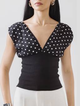 NEF'S Finds - Black Vivian Polka Dots Top