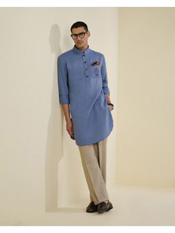 S&N by Shantnu Nikhil - Men Blue Linen Kurta