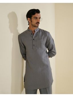 S&N by Shantnu Nikhil - Men Grey Linen Kurta