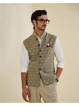 S&N by Shantnu Nikhil - Men Green Nehru Jacket