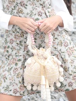 Odette - Envy My Embroidered Beige Potli Bag