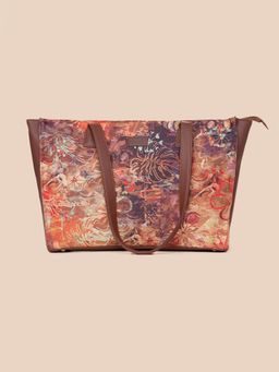 Zouk - Women Multicolor Printed Jute Structured Tote Bag