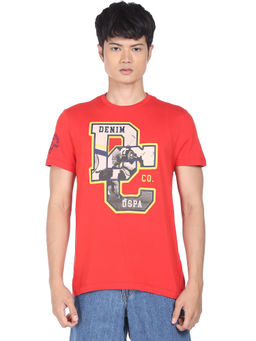 U.S. POLO ASSN. - Men Red Crew Neck Graphic Print T-shirt