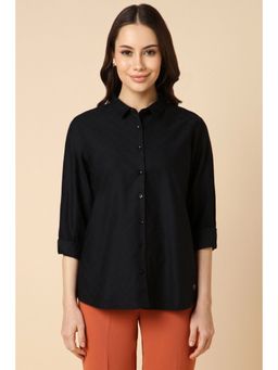 Allen Solly - Women Black Printed Full Sleeves Regular Fit Formal Shirt