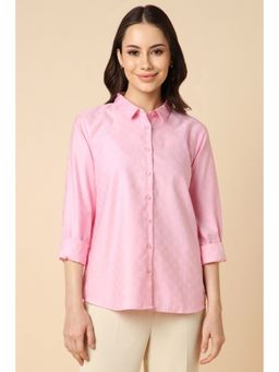 Allen Solly - Women Pink Printed Full Sleeves Regular Fit Formal Shirt