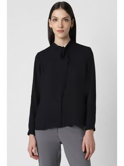 Van Heusen - Women Black Solid Full Sleeves Regular Fit Formal Shirt