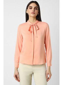 Van Heusen - Women Peach Solid Full Sleeves Regular Fit Formal Shirt