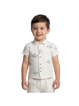R&B - Off White Boys Spread Collar Short Sleeves Shirt