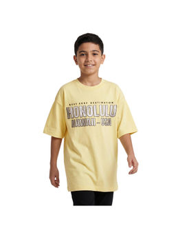 R&B - Boy Yellow Cotton Printed Round Neck T-Shirt