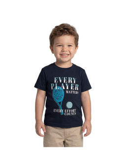 R&B - Boys Navy Blue Cotton Printed Round Neck T-Shirt