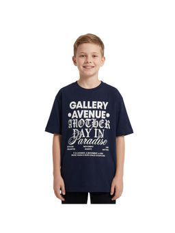 R&B - Boys Navy Blue Cotton Printed Round Neck T-Shirt