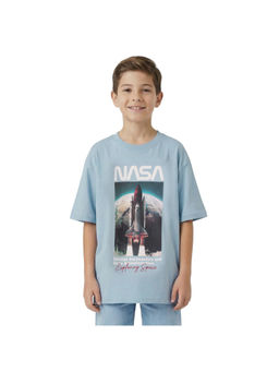 R&B - Boy Blue Cotton Round Neck T-Shirt