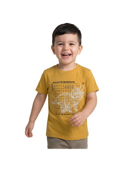 R&B - Boy Yellow Cotton Printed Round Neck T-Shirt