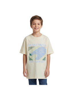 R&B - Boy Yellow Cotton Printed Round Neck T-Shirt