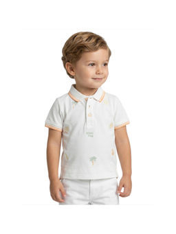 R&B - Boy White Cotton Polo T-Shirt