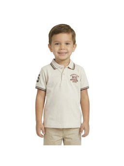 R&B - Boy Cream Cotton Printed Polo T-Shirt