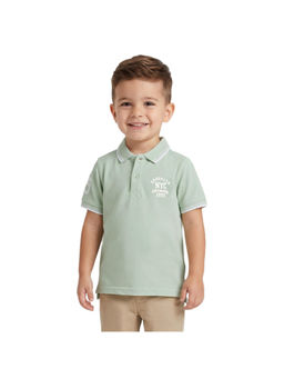 R&B - Boy Green Cotton Printed Polo T-Shirt