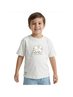 R&B - Boy White Cotton Printed Round Neck T-Shirt