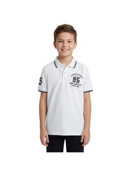 R&B - Boy White Cotton Polo T-Shirt