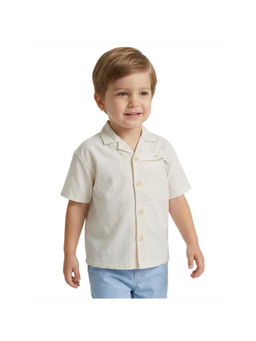 R&B - Off Beige Checked Boys Short Sleeves Shirt