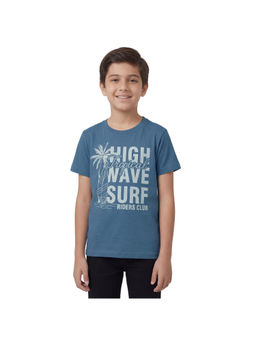 R&B - Boy Blue Cotton Printed Round Neck T-Shirt