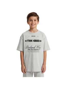 R&B - Boy Grey Cotton Printed Round Neck T-Shirt