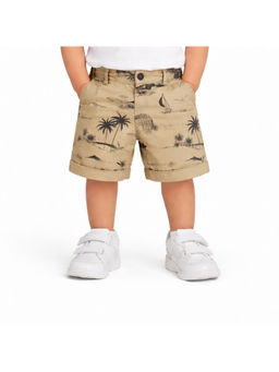 Bloom Up - Kids Fawn Tropical Print Cotton Shorts