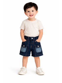 Bloom Up - Kids Dark Blue Denim Cargo Shorts