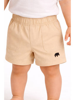 Bloom Up - Kids Off-White Elastic Waist Shorts with Front Pockets