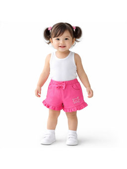 Bloom Up - Girls Hot Pink Bow Detail Ruffle Shorts