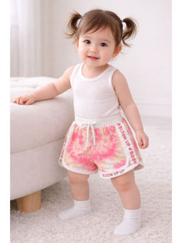 Bloom Up - Girls Pink Tie-Dye “Bloom Up” Sporty Shorts