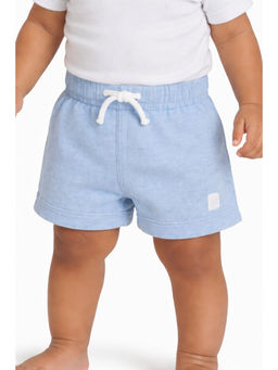 Bloom Up - Kids Sky Blue Cotton Shorts with Drawstring Waist