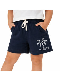 Bloom Up - Kids “Be Smile” Printed Cotton Shorts with Contrast Drawstring