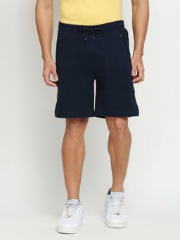 FITZ - Cotton Polyester Slim Fit Shorts For Mens - Navy Blue