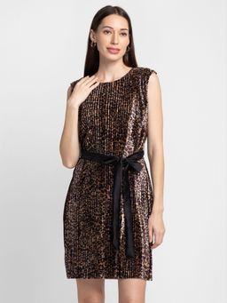 Globus - Brown Printed Dress with Belt (Set of 2)
