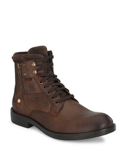 Delize - Solid Brown Lace-up Derby Boots