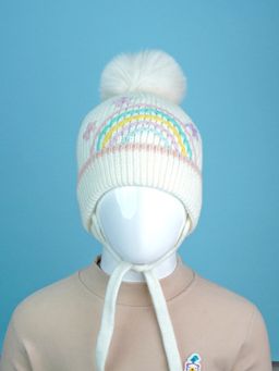 Little Surprise Box - Cream Embroidered Beanie Cap