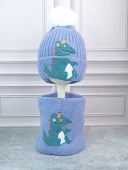 Little Surprise Box - Blue Woven Beanie Cap and Neck Muffler (Set of 2)