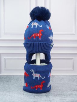 Little Surprise Box - Blue Woven Beanie Cap and Neck Muffler (Set of 2)