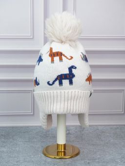 Little Surprise Box - Cream Woven Beanie Cap and Neck Muffler (Set of 2)