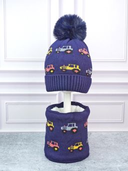 Little Surprise Box - Purple Woven Beanie Cap and Neck Muffler (Set of 2)