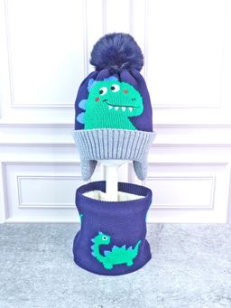 Little Surprise Box - Green Woven Beanie Cap and Neck Muffler (Set of 2)
