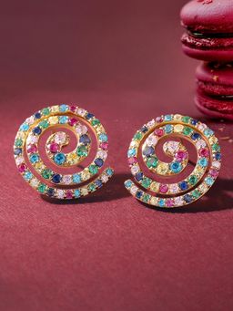 Ornate Jewels - 925 Silver 18K Gold Plated Multi Stone Pops Color Earring for Women and Girls