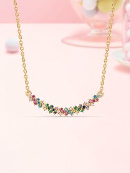 Ornate Jewels - Lollipop 925 Silver 18K Gold Plated Multi Stone Color Pops Necklace for Women & Girls